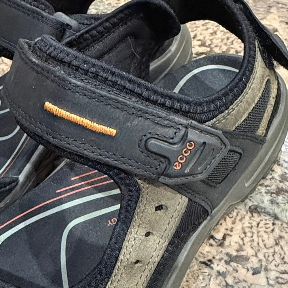 Ecco Black and Tan Men's Sandals